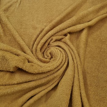 Ochre cotton terry fabric by the meter for creation